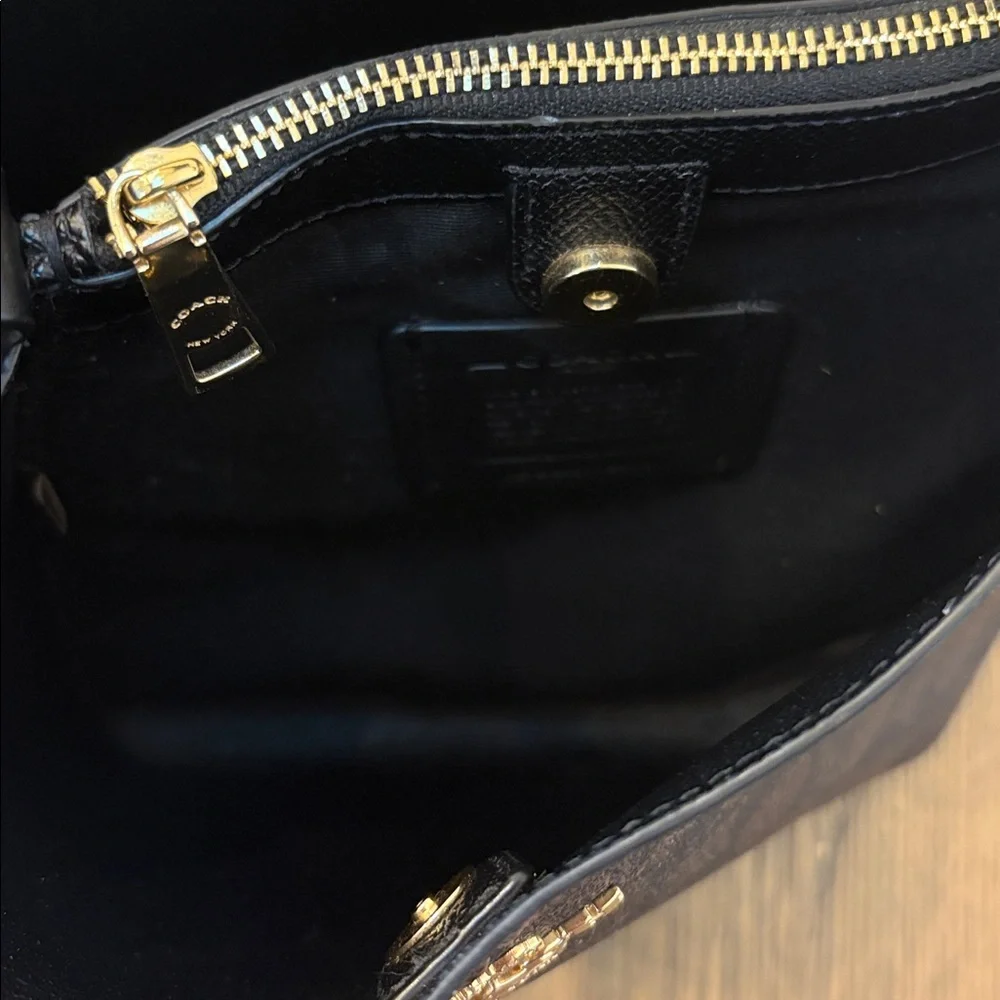 Coach Dark Brown Shoulder Bag with Gold Accents - Picture 5 of 8